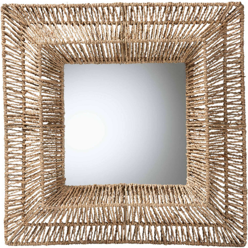 Collice Wall Mirror in Natural Brown Seagrass & Metal