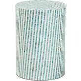 Draven End Table in White & Blue Mother of Pearl