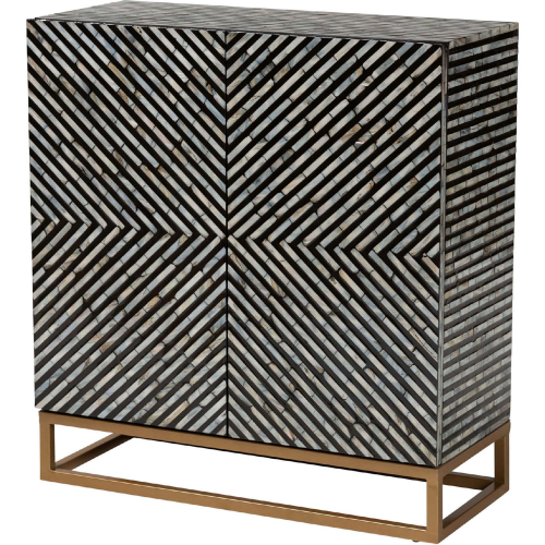 Belenus Cabinet in Black & Grey Mother of Pearl & Gold Metal