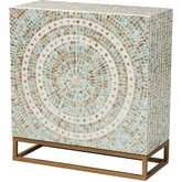 Quintus Storage Cabinet in Multicolor Mother of Pearl & Gold Metal