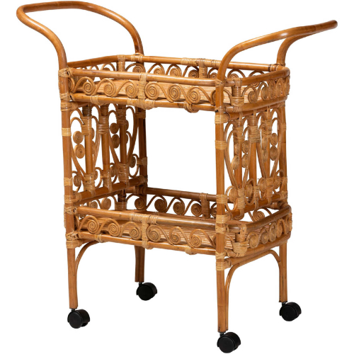 Diwata Kitchen Cart in Natural Brown Rattan