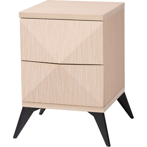 Draper 2 Drawer Nightstand in Light Brown & Black Wood