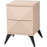Draper 2 Drawer Nightstand in Light Brown & Black Wood