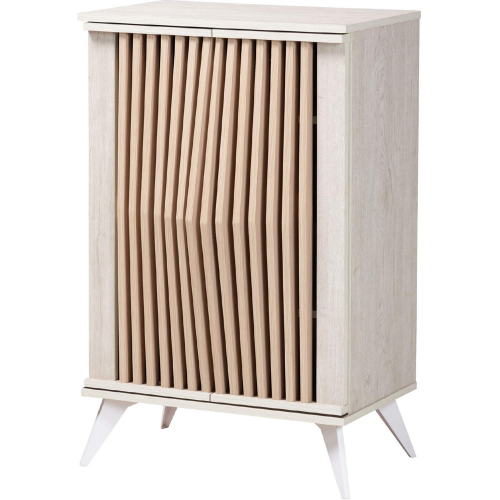 Simona 2 Slat Door Storage Cabinet in Light Grey & Brown Wood