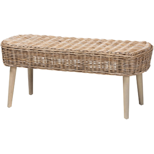 Raisa Accent Bench in Natural Kubu Rattan & Grey Acacia Wood