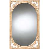 Isley Accent Wall Mirror in Natural Brown Rattan