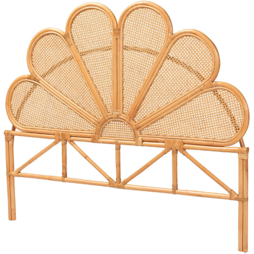 Flower King Standalone Headboard in Honey Finish Rattan