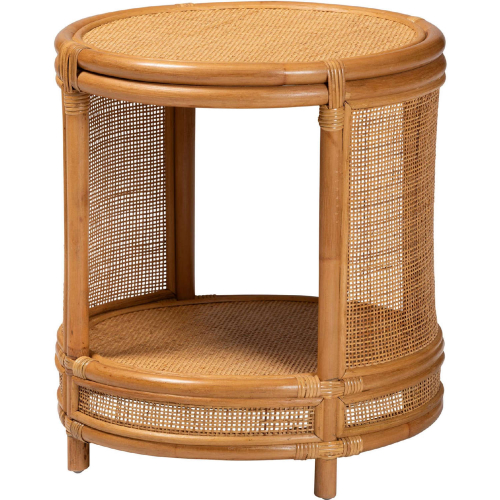 Louis End Table in Light Honey Finish Rattan