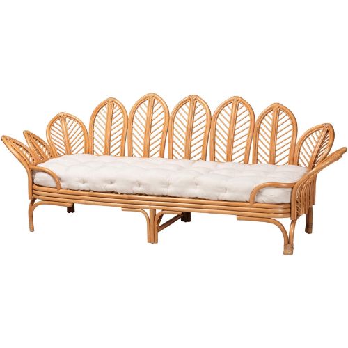 Loften Twin Daybed in Light Honey Rattan & Neutral Fabric