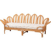 Loften Twin Daybed in Light Honey Rattan & Neutral Fabric