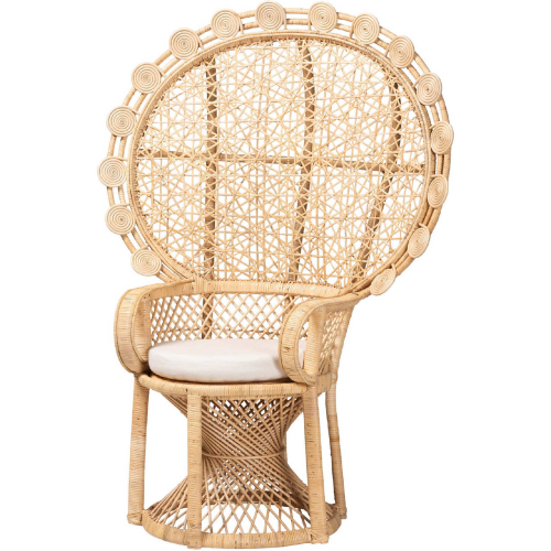 Hecate Peacock Accent Chair in Natural Brown Rattan