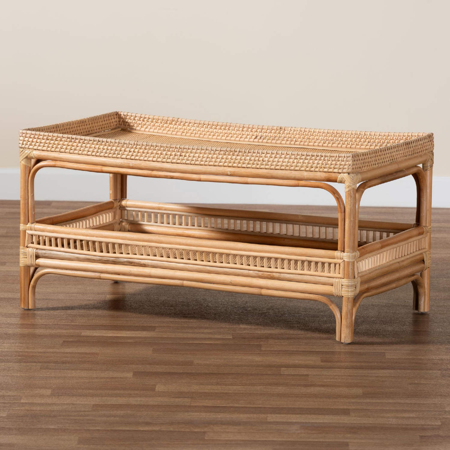 Baxton Studio Lombok Natural Rattan Coffee Table - Thumbnail 2