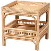 Lombok End Table in Natural Rattan