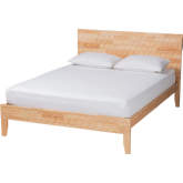 Hosea Queen Platform Bed in Natural Finish Carved Honeycomb Wood