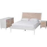 Louetta Queen 3 Piece Bedroom Set in Carved Coastal White & Natural Wood