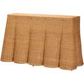 Palm Scallop Console Table in Honey Finish Natural Rattan