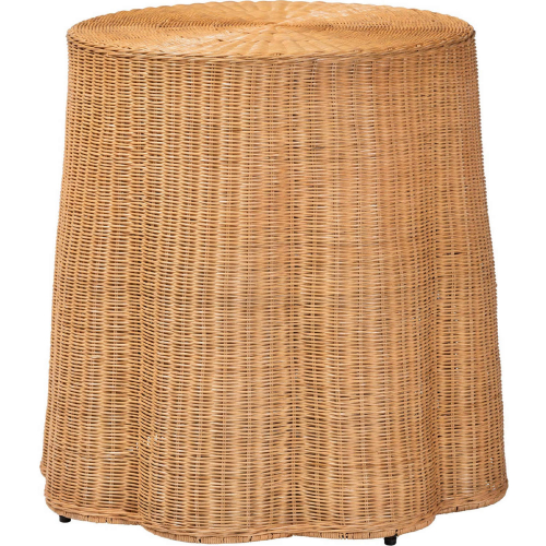 Palm Scallop Console Table in Honey Finish Natural Rattan