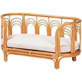 Nariko Pet Bed in Light Honey Rattan & Neutral Fabric