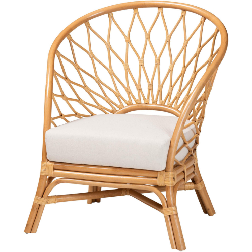 Emmeline Accent Chair in Honey Finish Rattan & White Fabric