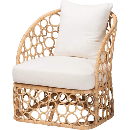 Prisca Accent Chair in Light Honey Rattan & Neutral Fabric