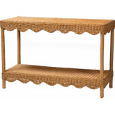 Oteria Console Table in Light Honey Scalloped Rattan