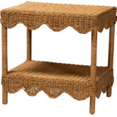 Oteria Side Table in Light Honey Scalloped Rattan