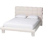 Ralayna Queen Bed in Ivory Boucle Fabric