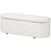 Lavina Storage Bench in White Teddy Bear Fabric