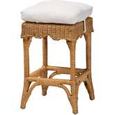 Muy Scallop Counter Stool in Honey Finish Rattan & White Fabric