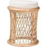 Junius Ottoman in Natural Rattan & White Fabric