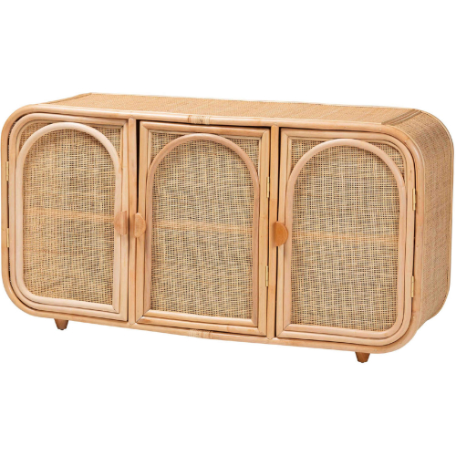 Evania 3 Door Storage Cabinet in Natural Rattan
