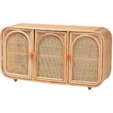 Evania 3 Door Storage Cabinet in Natural Rattan