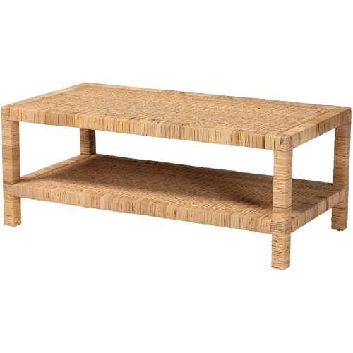 Kalimantan Coffee Table in Light Honey Rattan & Mahogany Wood
