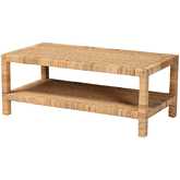 Kalimantan Coffee Table in Light Honey Rattan & Mahogany Wood