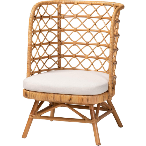 Tania Accent Chair in Light Honey Rattan & Neutral Fabric