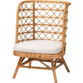 Tania Accent Chair in Light Honey Rattan & Neutral Fabric