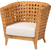 Daiwa Accent Chair in Light Honey Ratan & White Fabric