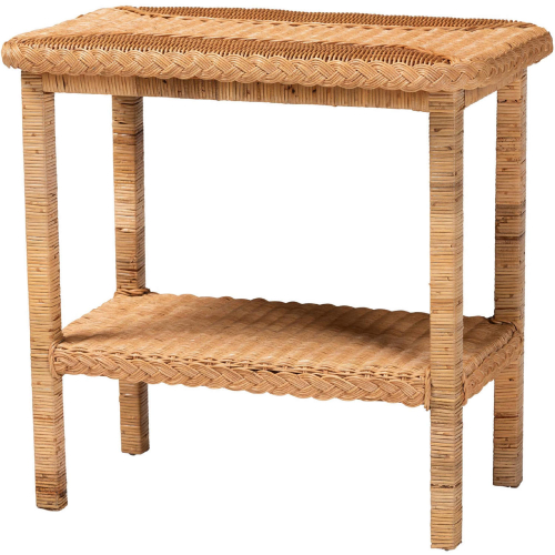 Minahasa Side End Table in Light Honey Braided Rattan