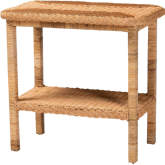 Minahasa Side End Table in Light Honey Braided Rattan