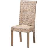 Santiago Dining Chair in Rustic Taupe Mahogany Wood & Grey Kubu Rattan