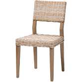 Barossa Dining Chair in Rustic Taupe Mahogany Wood & Grey Kubu Rattan