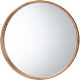 Tazara Round Accent Wall Mirror in Natural Brown Wood