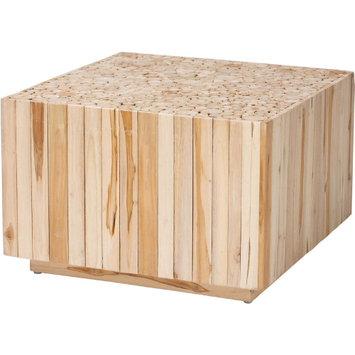 Augusta Coffee Table in Natural Teak with Unique Repurposed Wood Logs