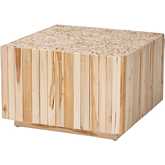 Augusta Coffee Table in Natural Teak with Unique Repurposed Wood Logs