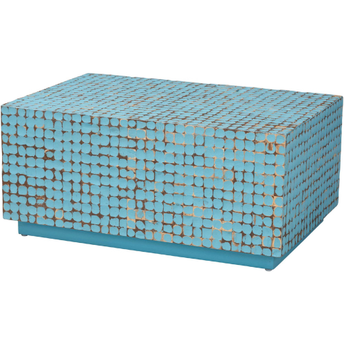 Nitza Coffee Table in Blue Finish Coconut Shell & Acacia Wood