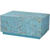 Nitza Coffee Table in Blue Finish Coconut Shell & Acacia Wood