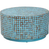 Kaloni Coffee Table in Sky Blue Coconut Shell & Acacia Wood