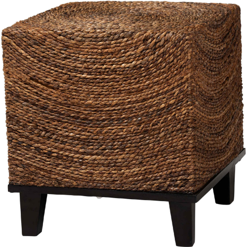 Verino End Table in Natural Seagrass & Espresso Wood