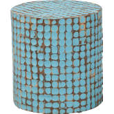 Juliette End Table in Sky Blue Coconut Shell & Acacia Wood
