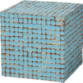 Janella End Table in Sky Blue Coconut Shell & Acacia Wood